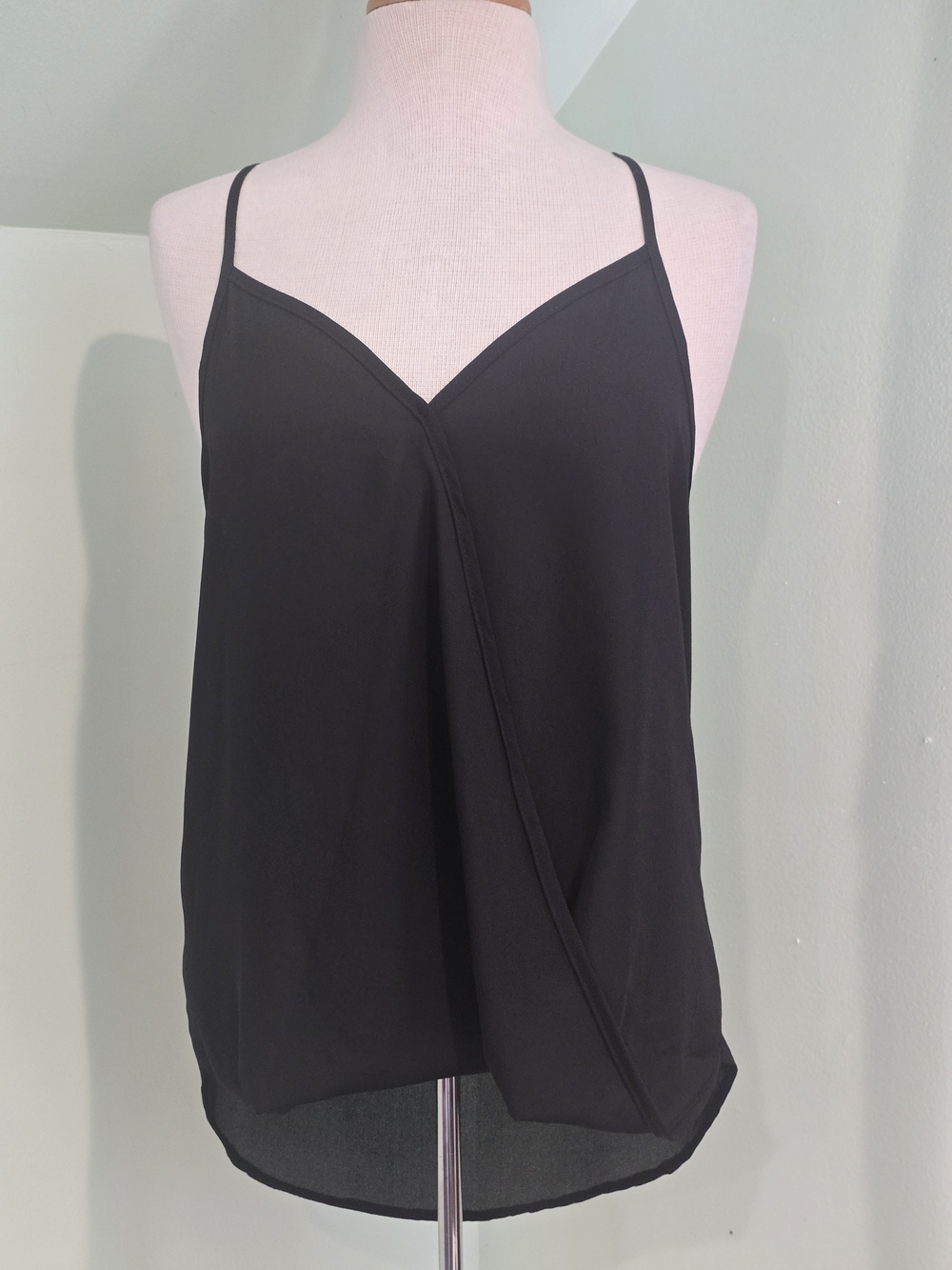 Lily White Black Draped V-Neck Camisole